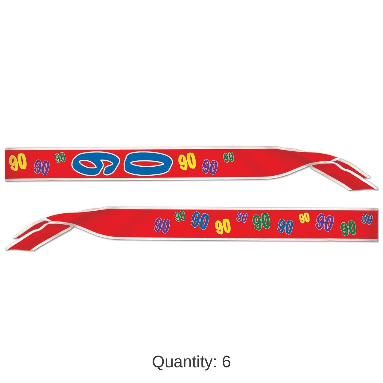 6 Pack Bulk 90th Birthday Party Satin Sash