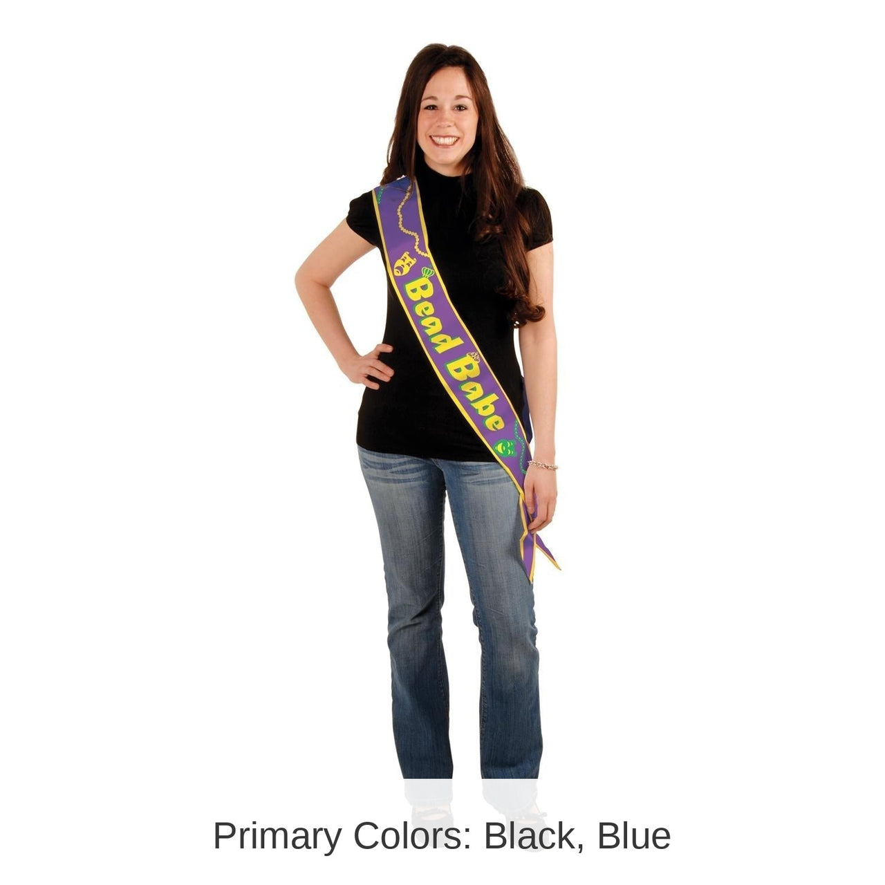 6 Pack Bulk Mardi Gras Bead Babe Satin Sash