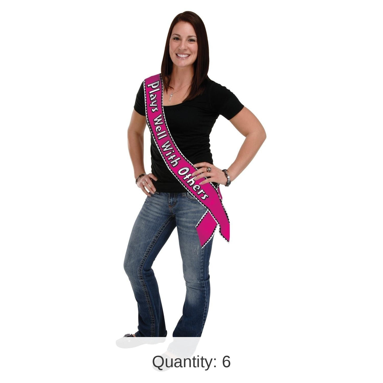 6 Pack Bulk Plays Well With Others Satin Sash
