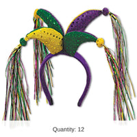 12 Pack Bulk Mardi Gras Jester Headband