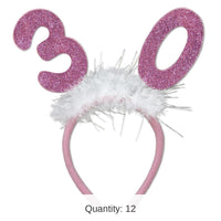12 Pack Bulk 30th Birthday Party Glittered Boppers with Marabou