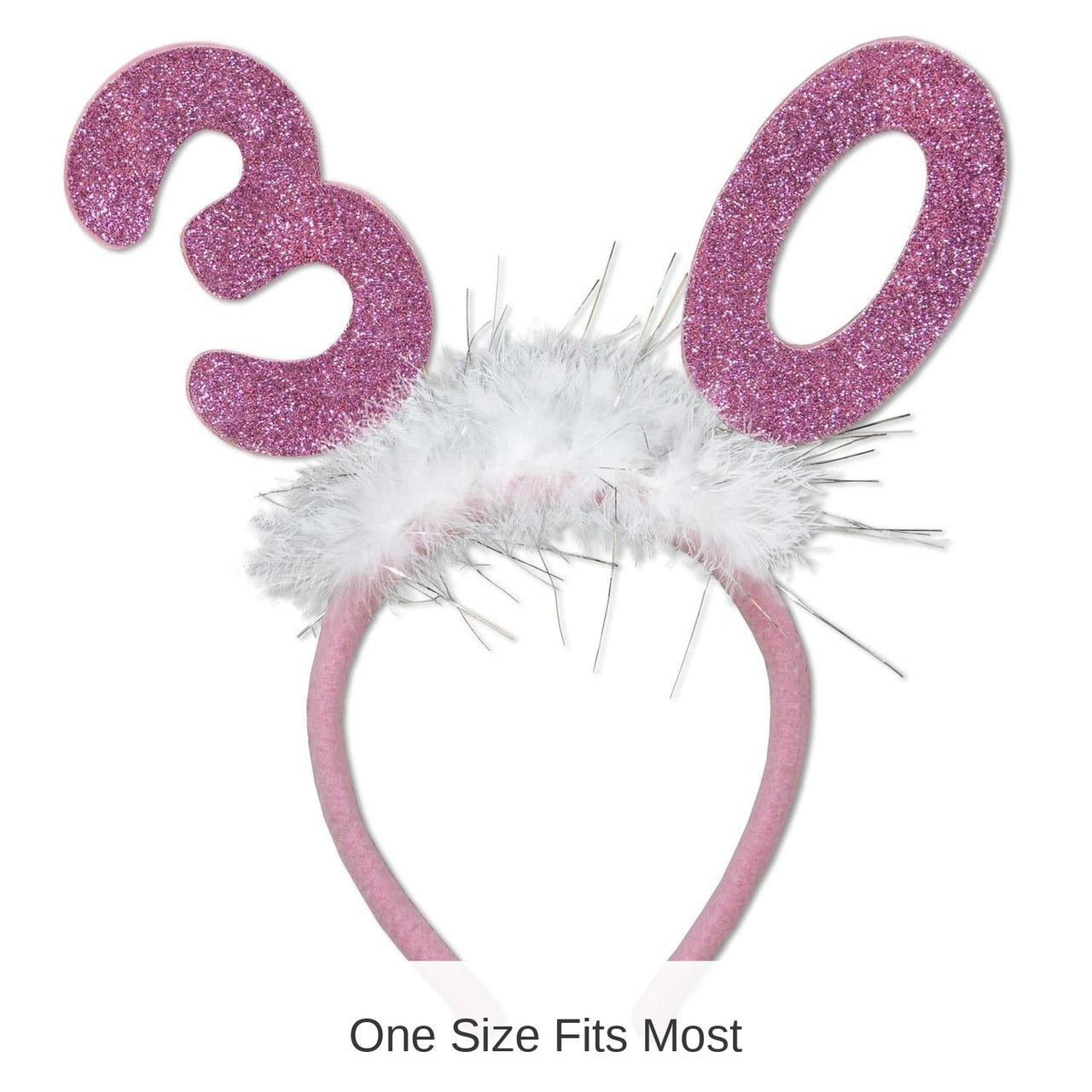 12 Pack Bulk 30th Birthday Party Glittered Boppers with Marabou