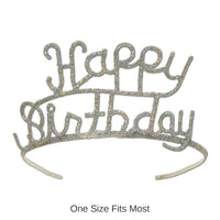 6 Pack Bulk Glittered Metal Happy Birthday Party Tiara