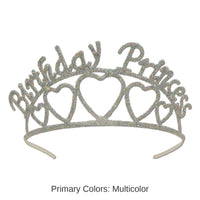 6 Pack Bulk Glittered Metal Birthday Princess Tiara