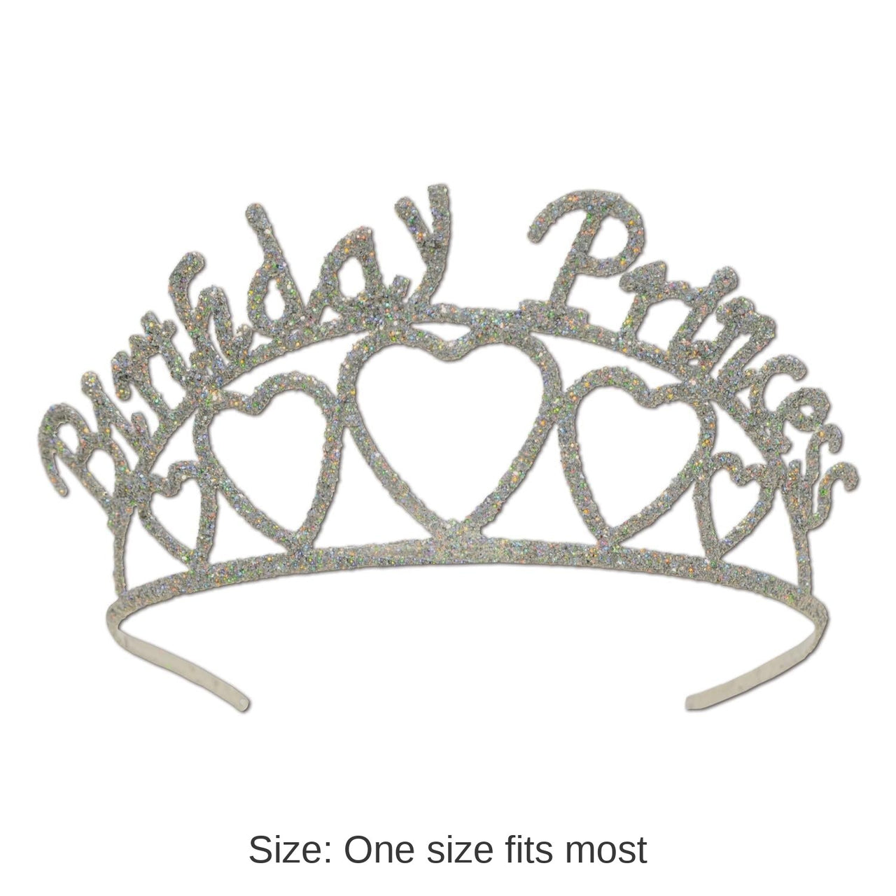 6 Pack Bulk Glittered Metal Birthday Princess Tiara