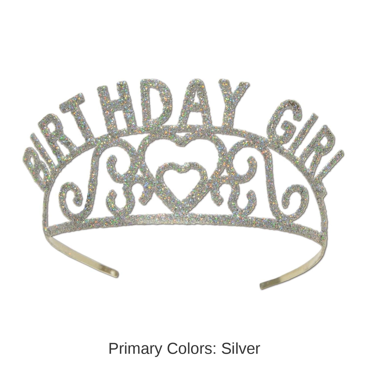 6 Pack Bulk Glittered Metal Birthday Girl Tiara