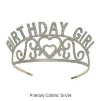 6 Pack Bulk Glittered Metal Birthday Girl Tiara