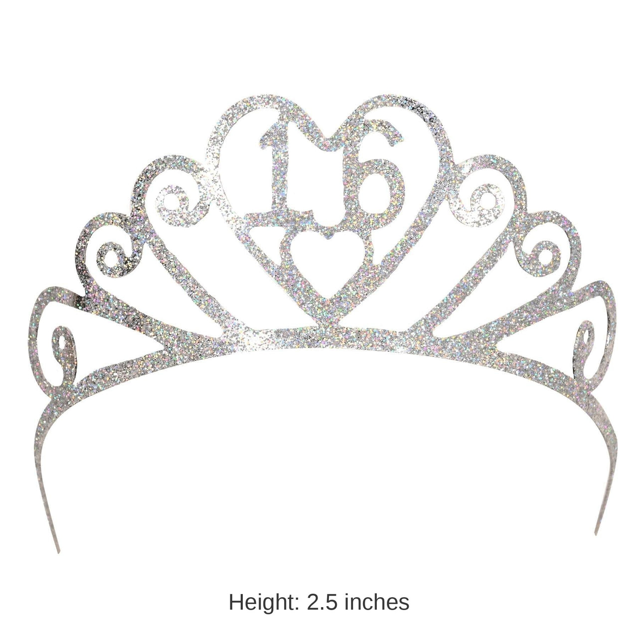 6 Pack Bulk Glittered Metal 16th Birthday Party Tiara