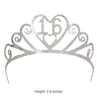 6 Pack Bulk Glittered Metal 16th Birthday Party Tiara