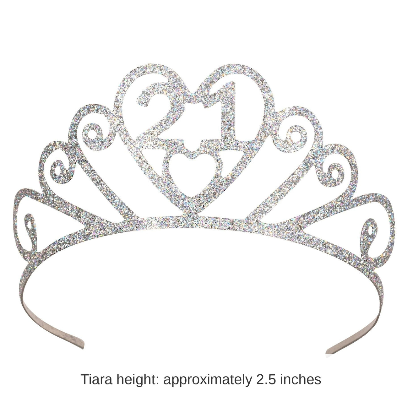 6 Pack Bulk Glittered Metal 21st Birthday Party Tiara