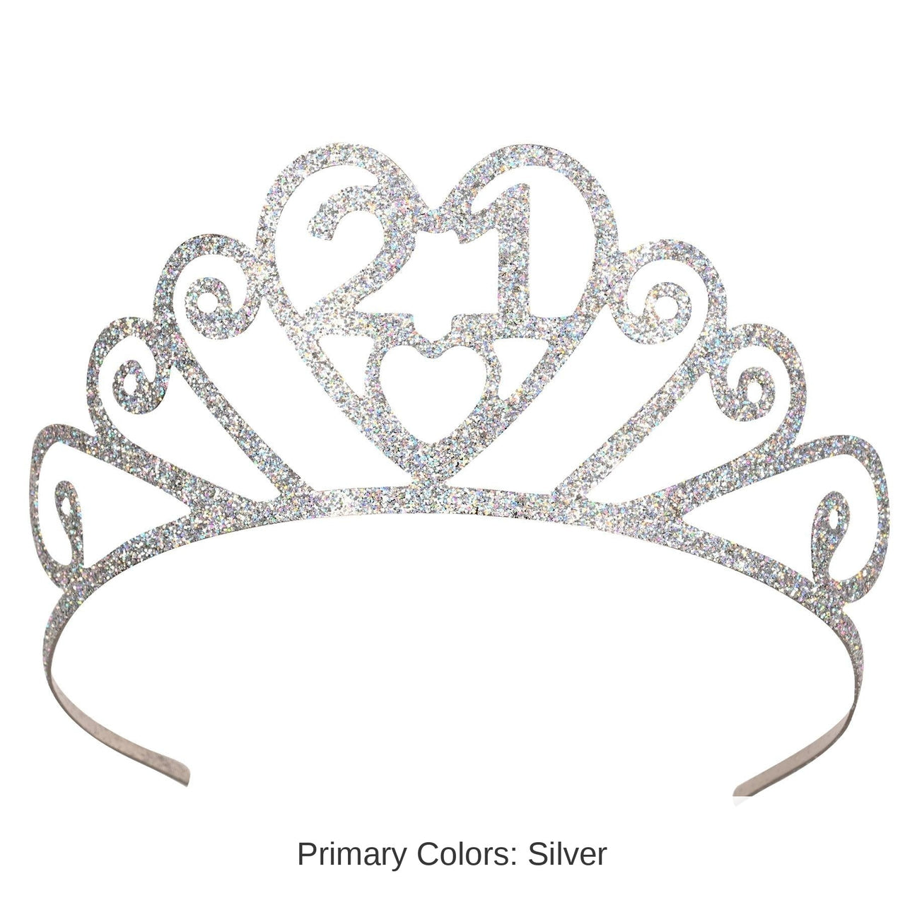 6 Pack Bulk Glittered Metal 21st Birthday Party Tiara