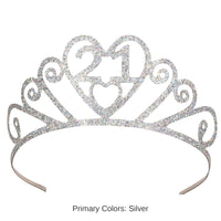 6 Pack Bulk Glittered Metal 21st Birthday Party Tiara