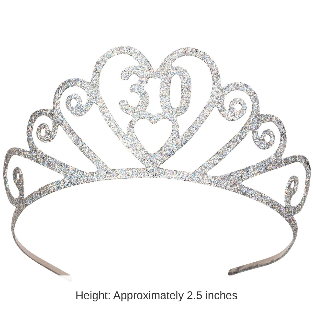 6 Pack Bulk Glittered Metal 30th Birthday Party Tiara