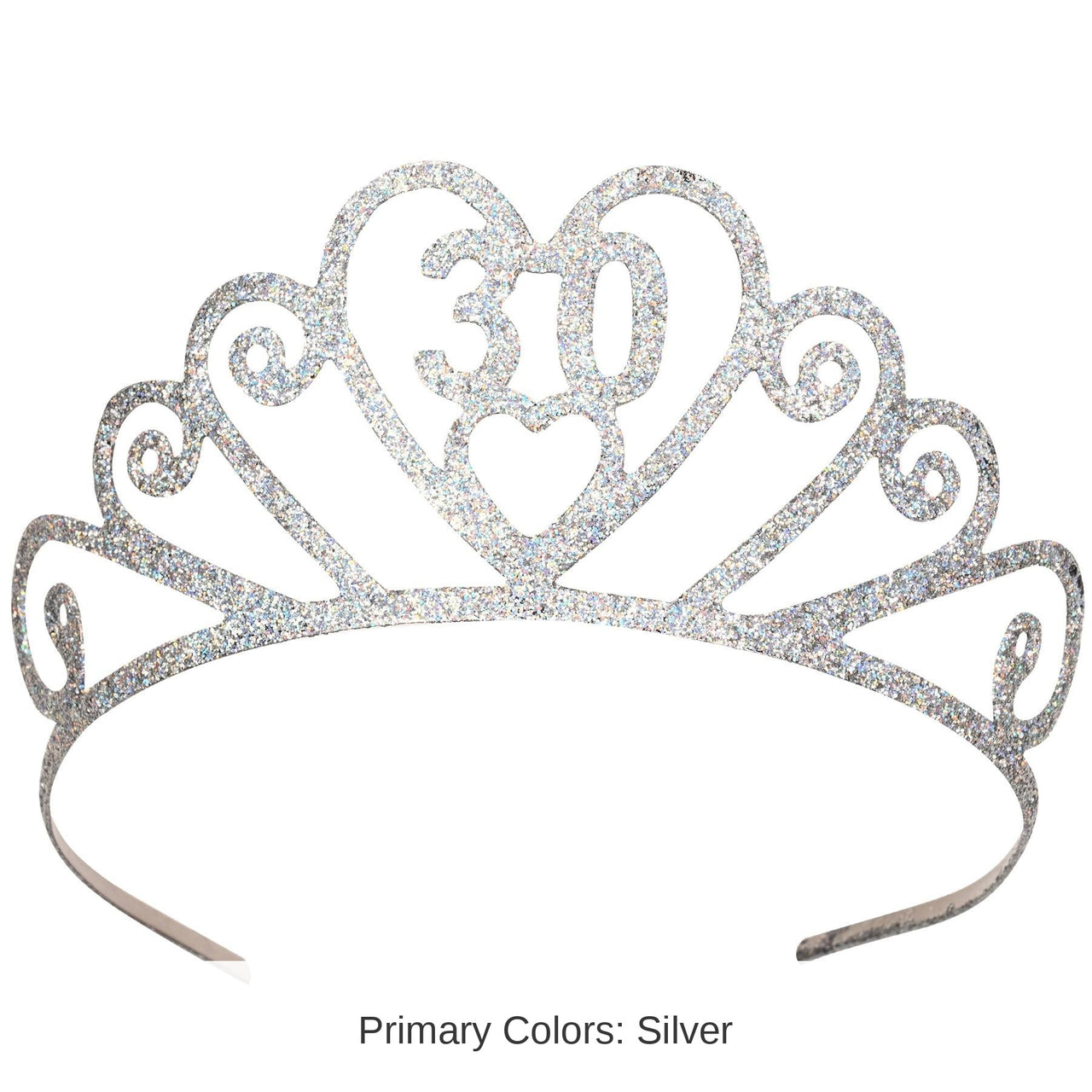 6 Pack Bulk Glittered Metal 30th Birthday Party Tiara