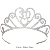 6 Pack Bulk Glittered Metal 30th Birthday Party Tiara