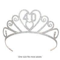 6 Pack Bulk Glittered Metal 40th Birthday Party Tiara