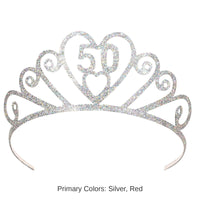 6 Pack Bulk Glittered Metal 50th Birthday Party Tiara