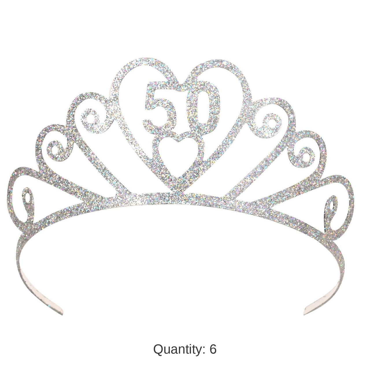 6 Pack Bulk Glittered Metal 50th Birthday Party Tiara