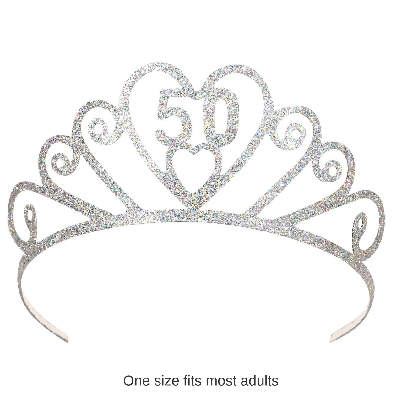 6 Pack Bulk Glittered Metal 50th Birthday Party Tiara