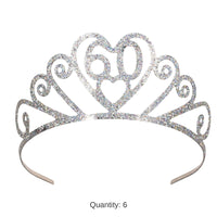 6 Pack Bulk Glittered Metal 60th Birthday Party Tiara