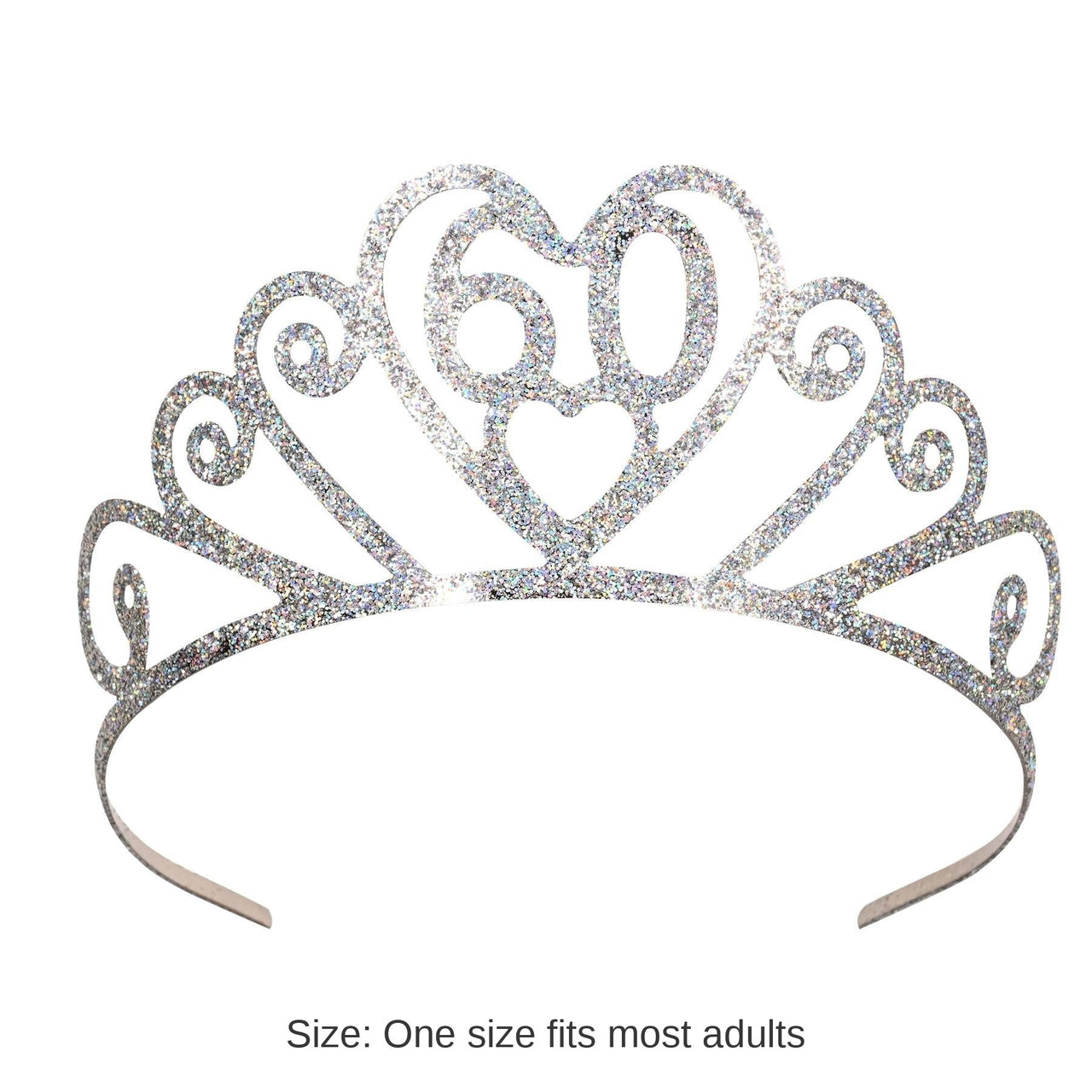 6 Pack Bulk Glittered Metal 60th Birthday Party Tiara