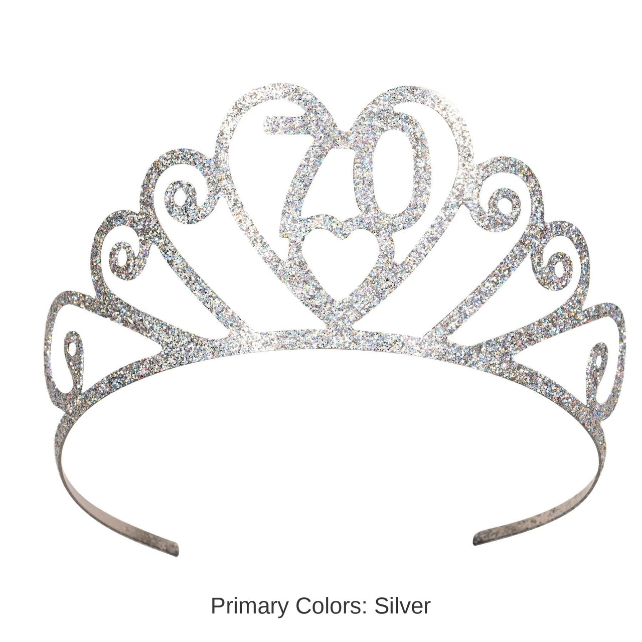 6 Pack Bulk Glittered Metal 70th Birthday Party Tiara