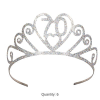 6 Pack Bulk Glittered Metal 70th Birthday Party Tiara