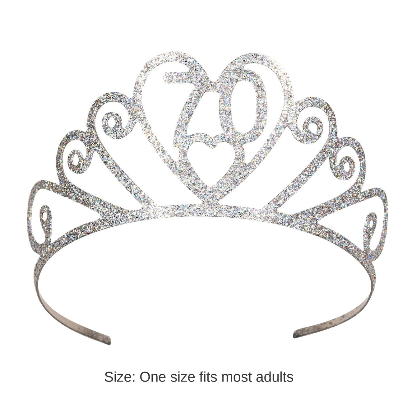 6 Pack Bulk Glittered Metal 70th Birthday Party Tiara
