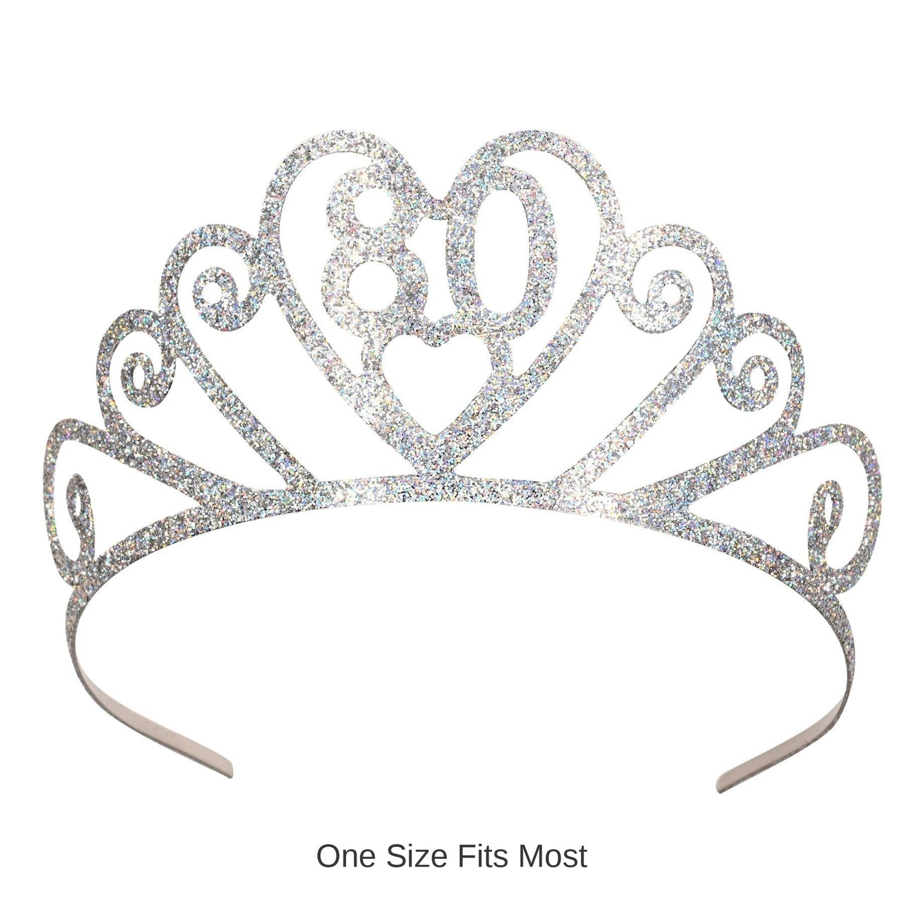 6 Pack Bulk Glittered Metal 80th Birthday Party Tiara