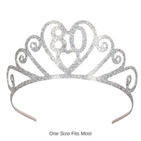 6 Pack Bulk Glittered Metal 80th Birthday Party Tiara