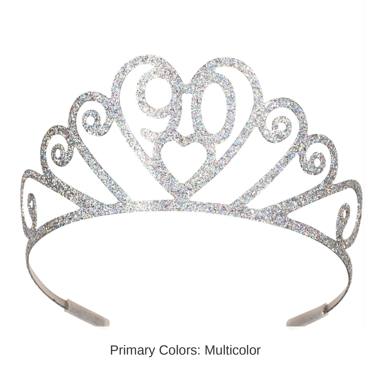 6 Pack Bulk Glittered Metal 90th Birthday Party Tiara