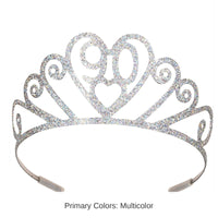 6 Pack Bulk Glittered Metal 90th Birthday Party Tiara