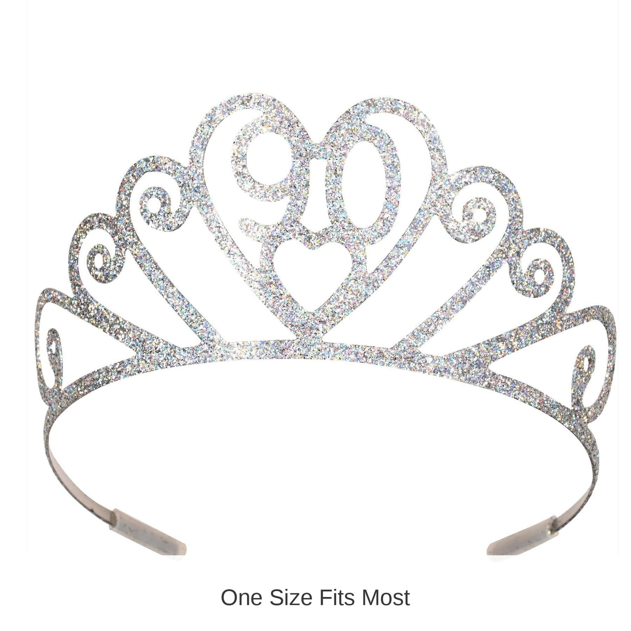 6 Pack Bulk Glittered Metal 90th Birthday Party Tiara