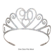 6 Pack Bulk Glittered Metal 90th Birthday Party Tiara