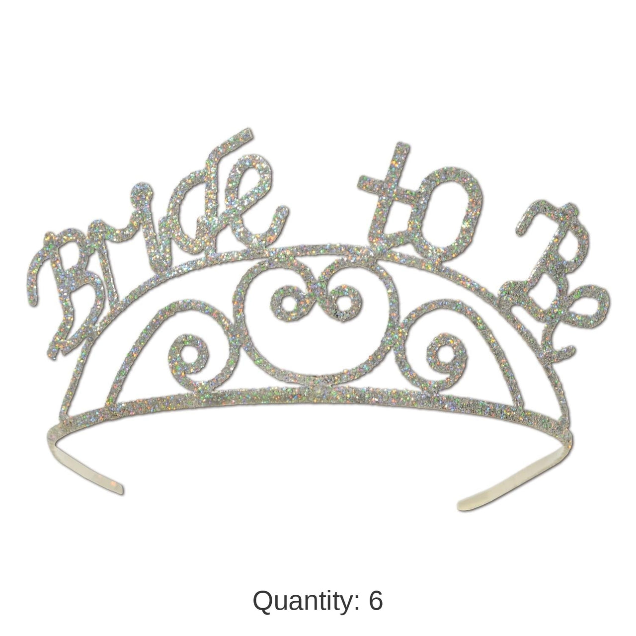 6 Pack Bulk Bachelorette Party Glittered Metal Bride To Be Tiara