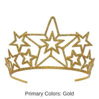 6 Pack Bulk Glittered Metal Star Tiara