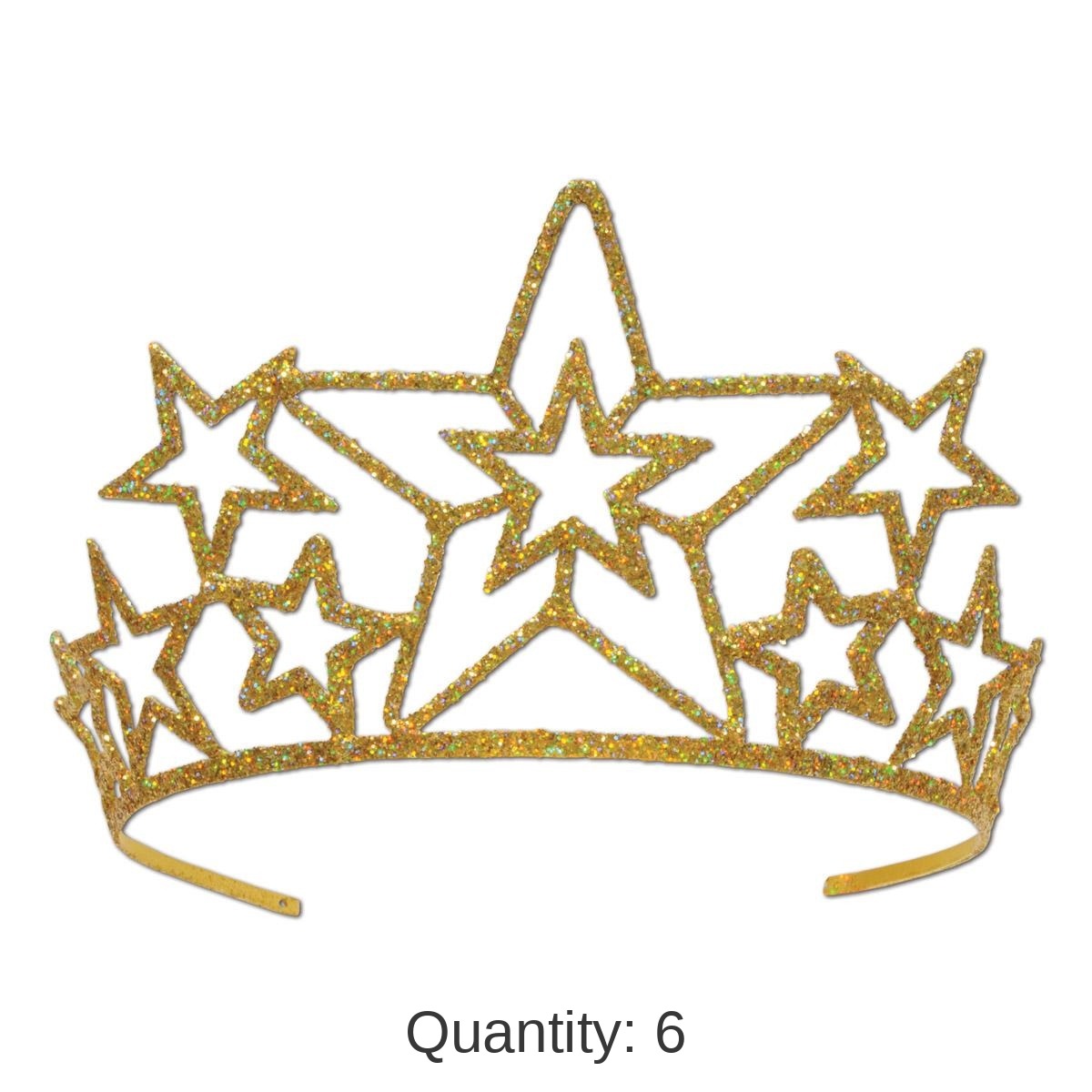 6 Pack Bulk Glittered Metal Star Tiara