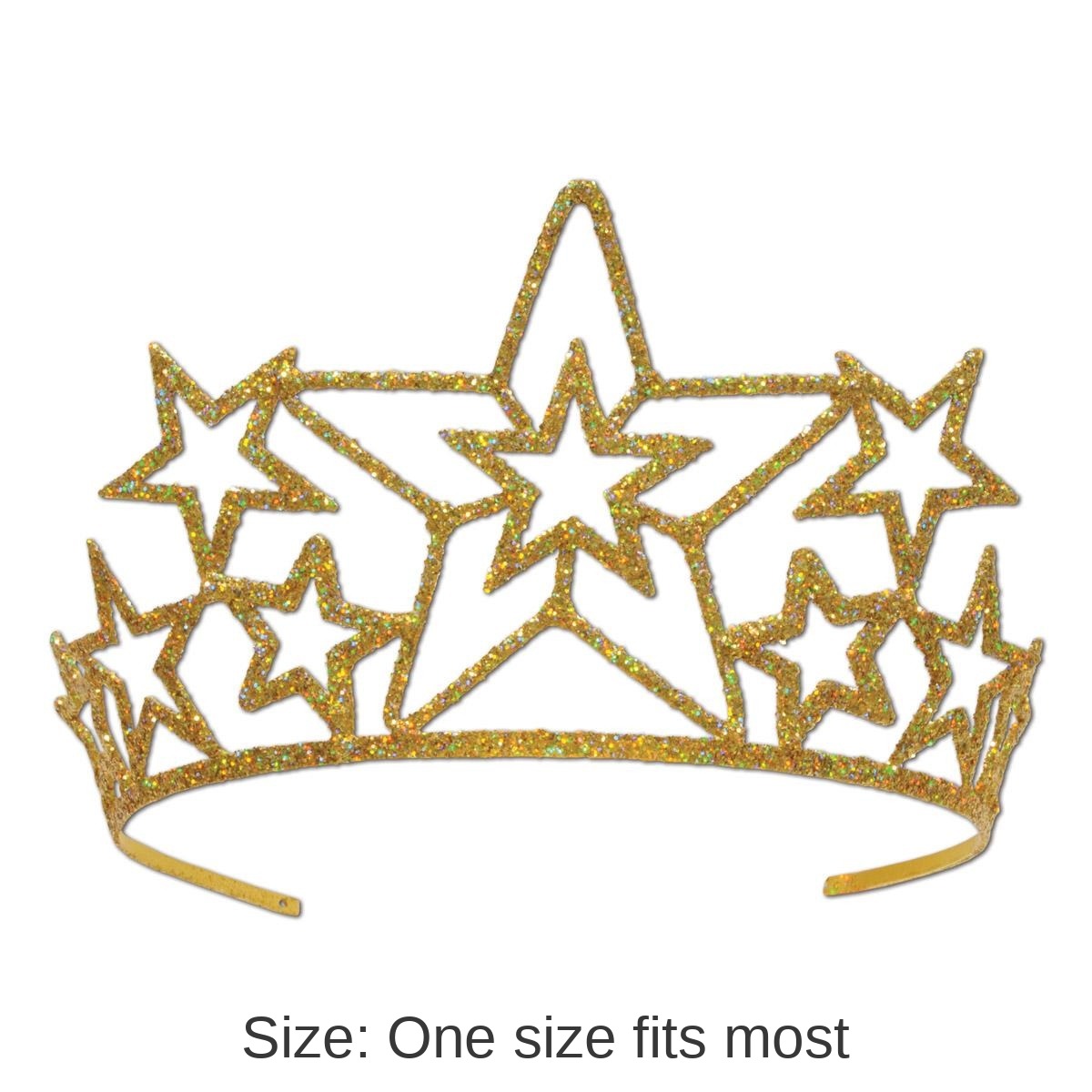 6 Pack Bulk Glittered Metal Star Tiara