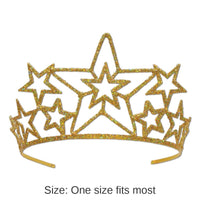 6 Pack Bulk Glittered Metal Star Tiara