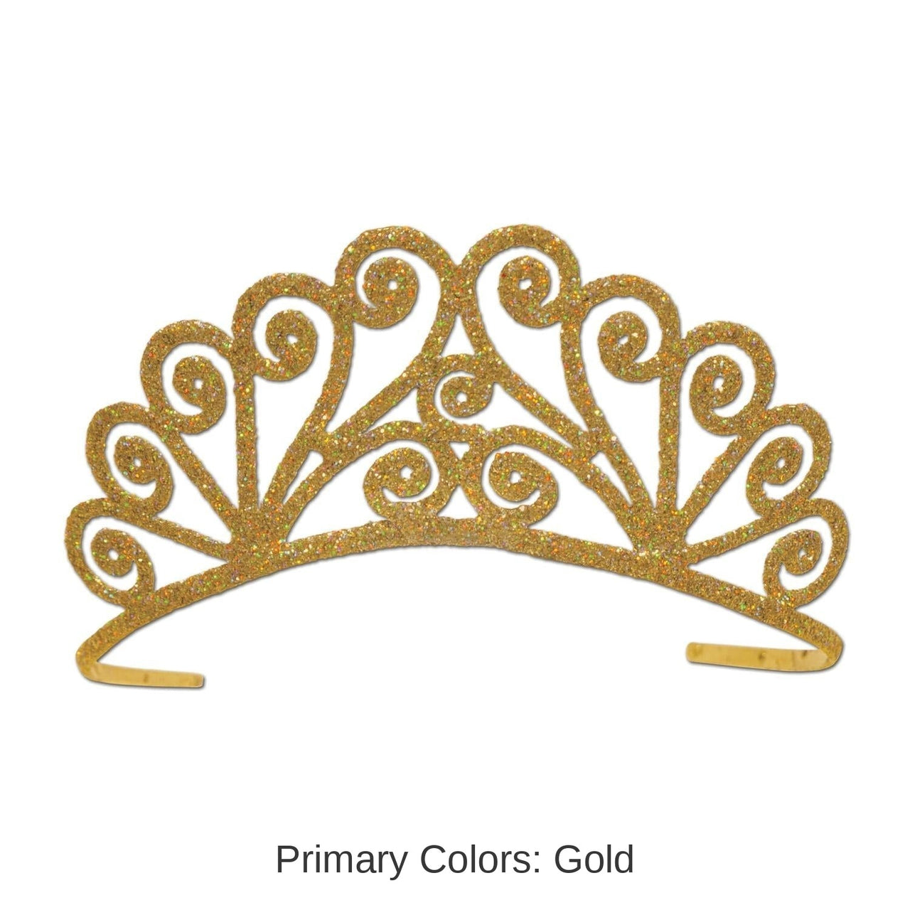 6 Pack Bulk Glittered Metal Princess Tiara - Gold