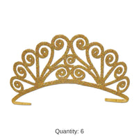 6 Pack Bulk Glittered Metal Princess Tiara - Gold