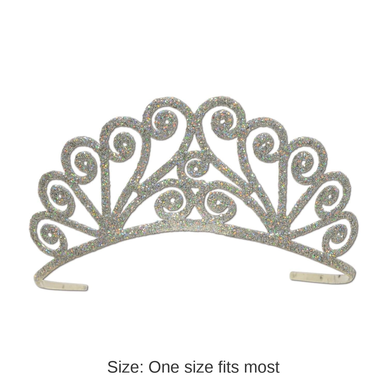 6 Pack Bulk Glittered Metal Princess Tiara - Silver