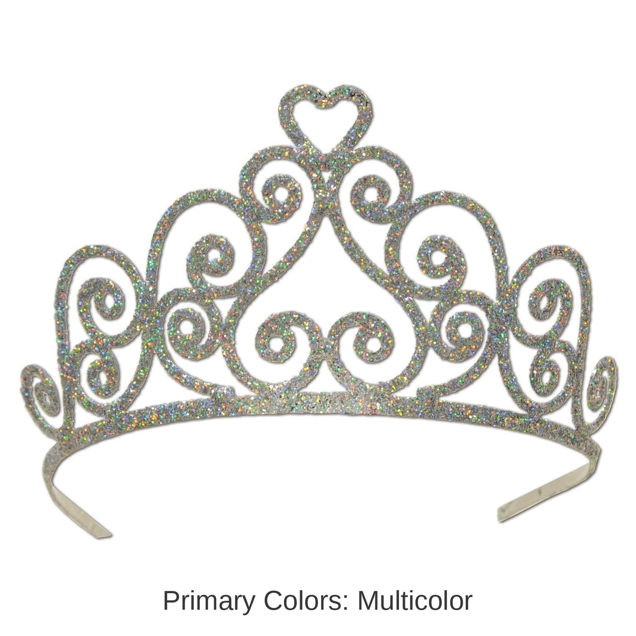 6 Pack Bulk Glittered Metal Royal Tiara - Silver