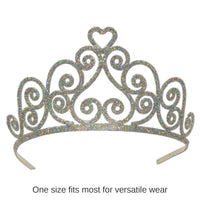 6 Pack Bulk Glittered Metal Royal Tiara - Silver