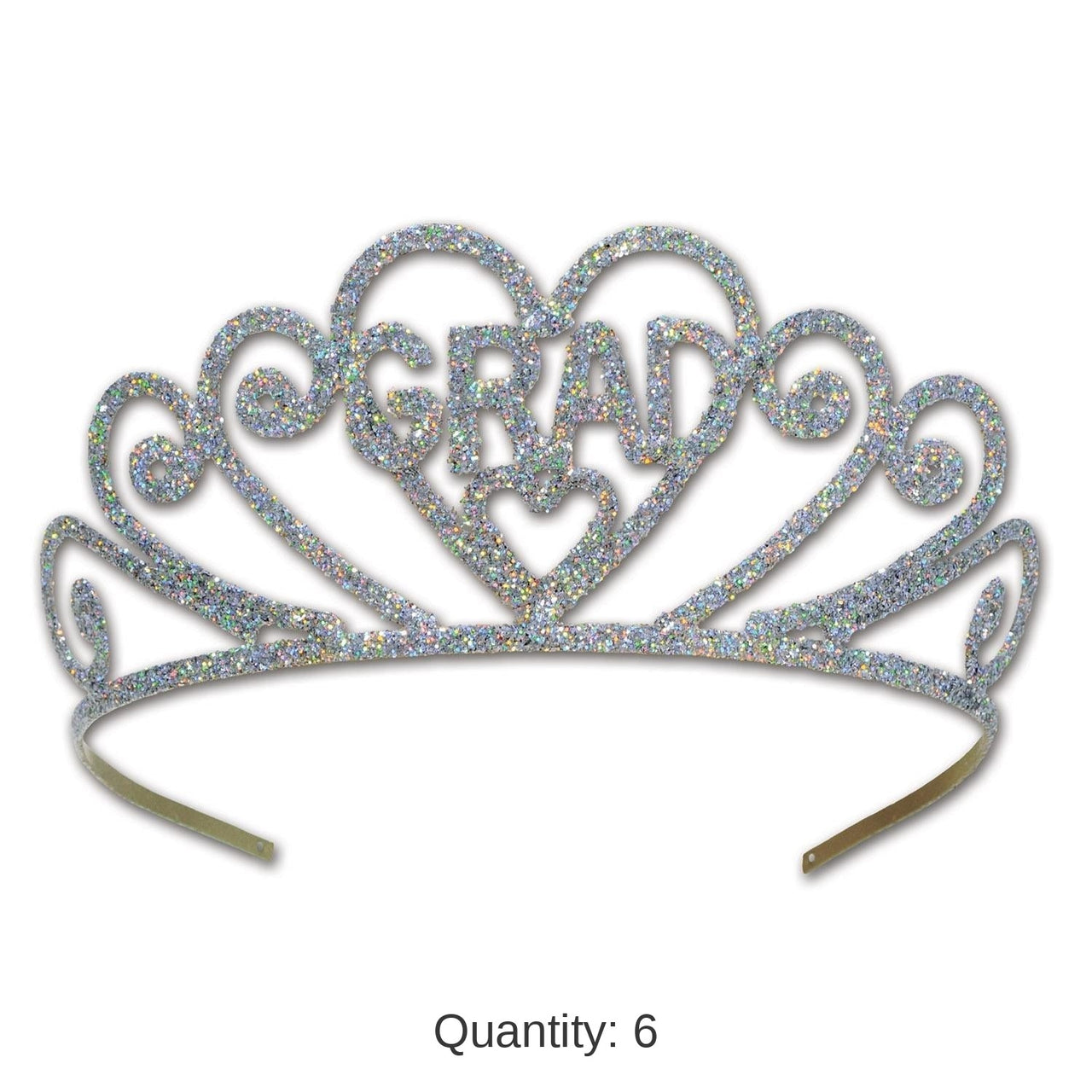 6 Pack Beistle Glittered Metal Grad Graduation Party Tiara