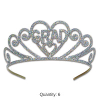 6 Pack Beistle Glittered Metal Grad Graduation Party Tiara