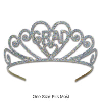 6 Pack Beistle Glittered Metal Grad Graduation Party Tiara