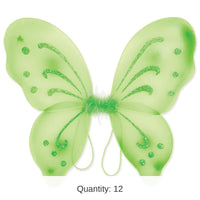 12 Pack Bulk Halloween Nylon Fairy Wings - light green