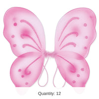 12 Pack Bulk Halloween Nylon Fairy Wings - pink