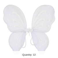 12 Pack Bulk Halloween Nylon Fairy Wings - white
